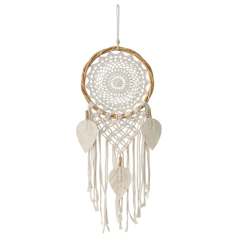 Handcrafted Boho Dream Catcher With Leaf- Shaped Tassels