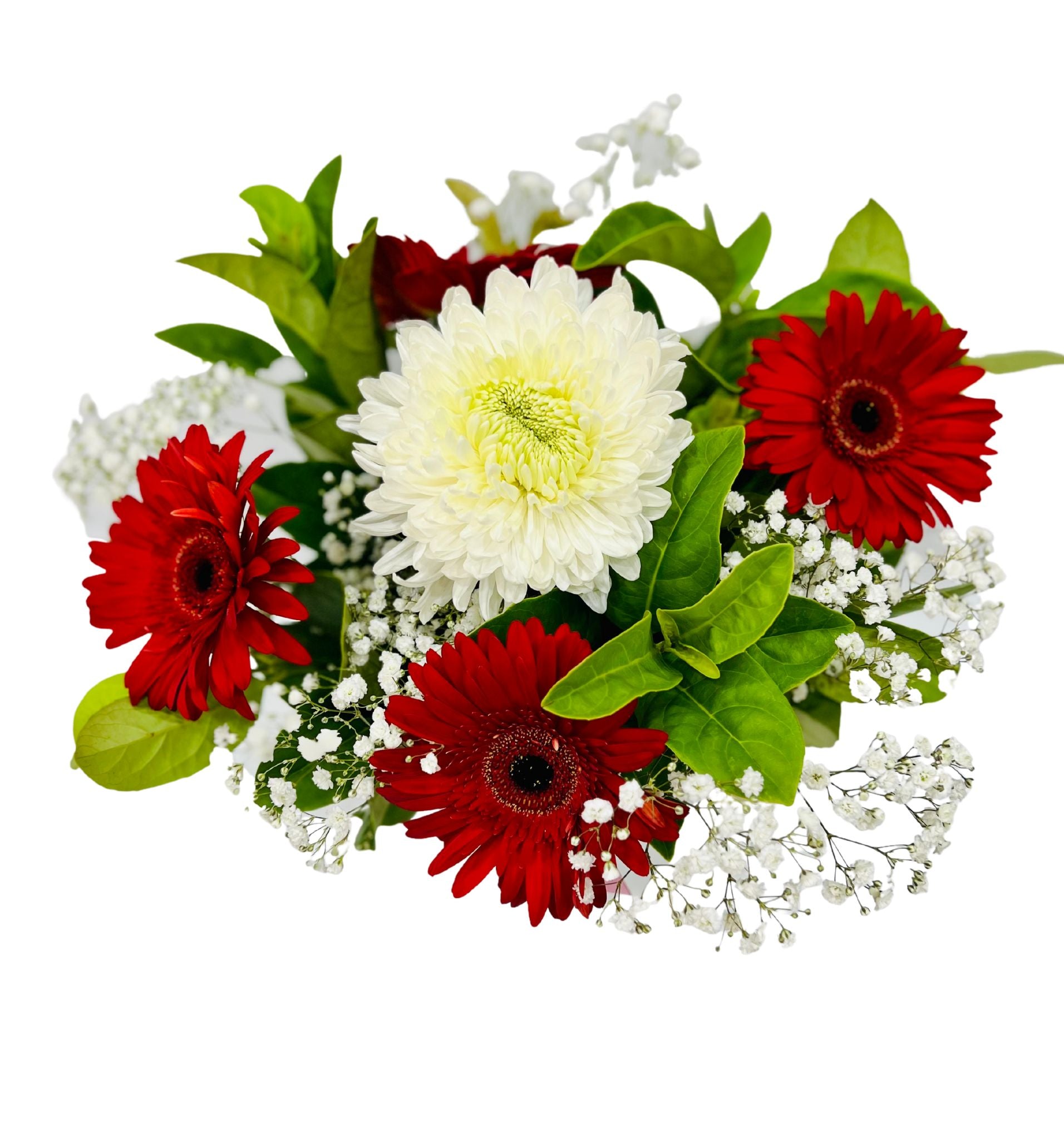 Red Gerbera and White Bouquet